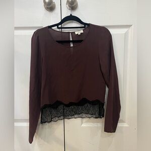 Wilfred Burgundy Top with Black Lace Hem
